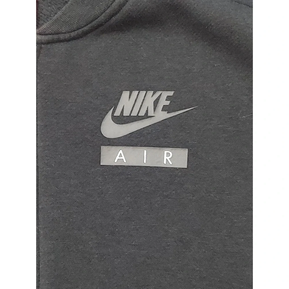 NIKE AIR Jacket Women Small Fleece Black Full Zip Logo Spellout on Back Athletic